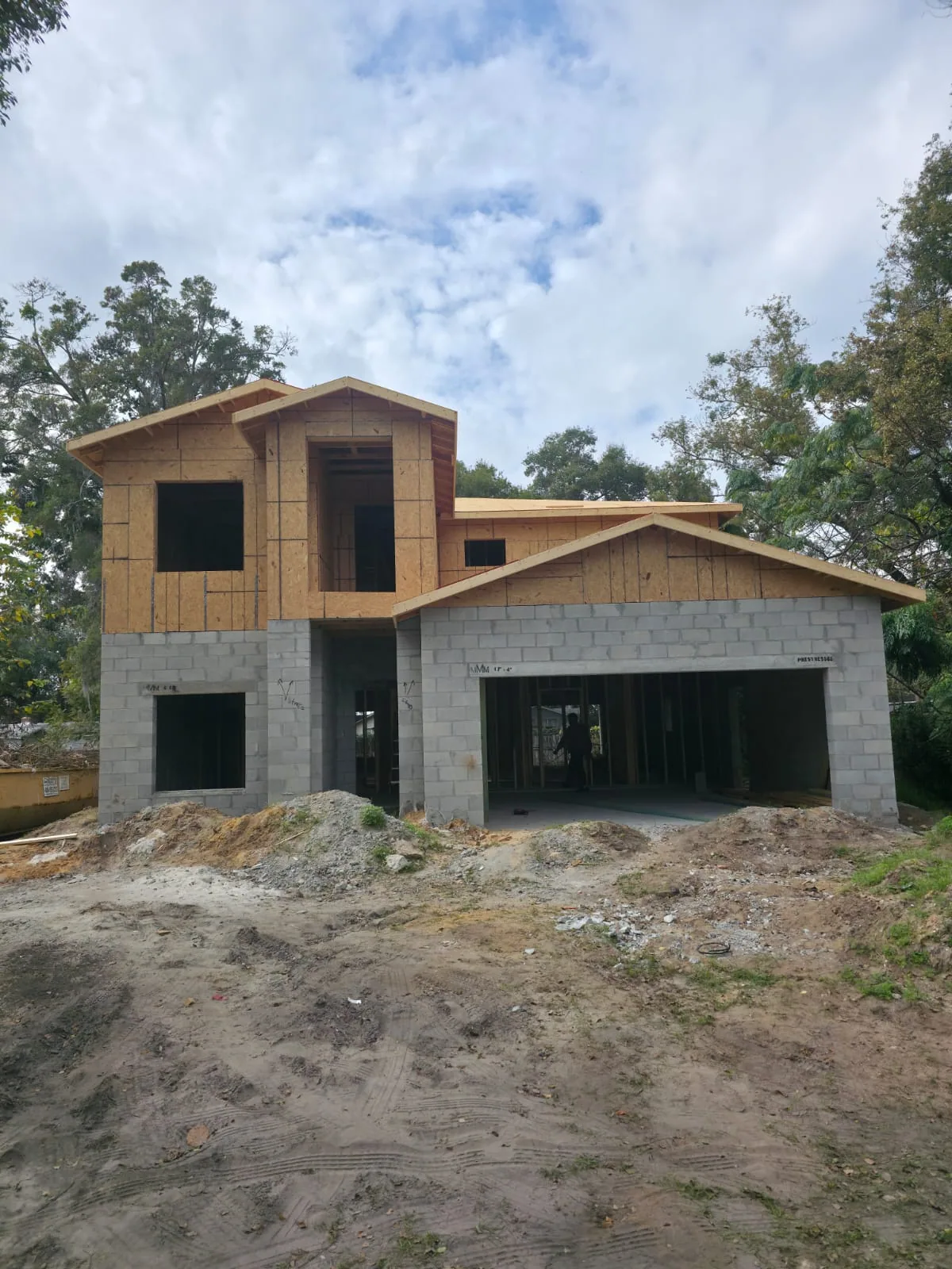 Two-story residential wood framing project under construction in Central Florida